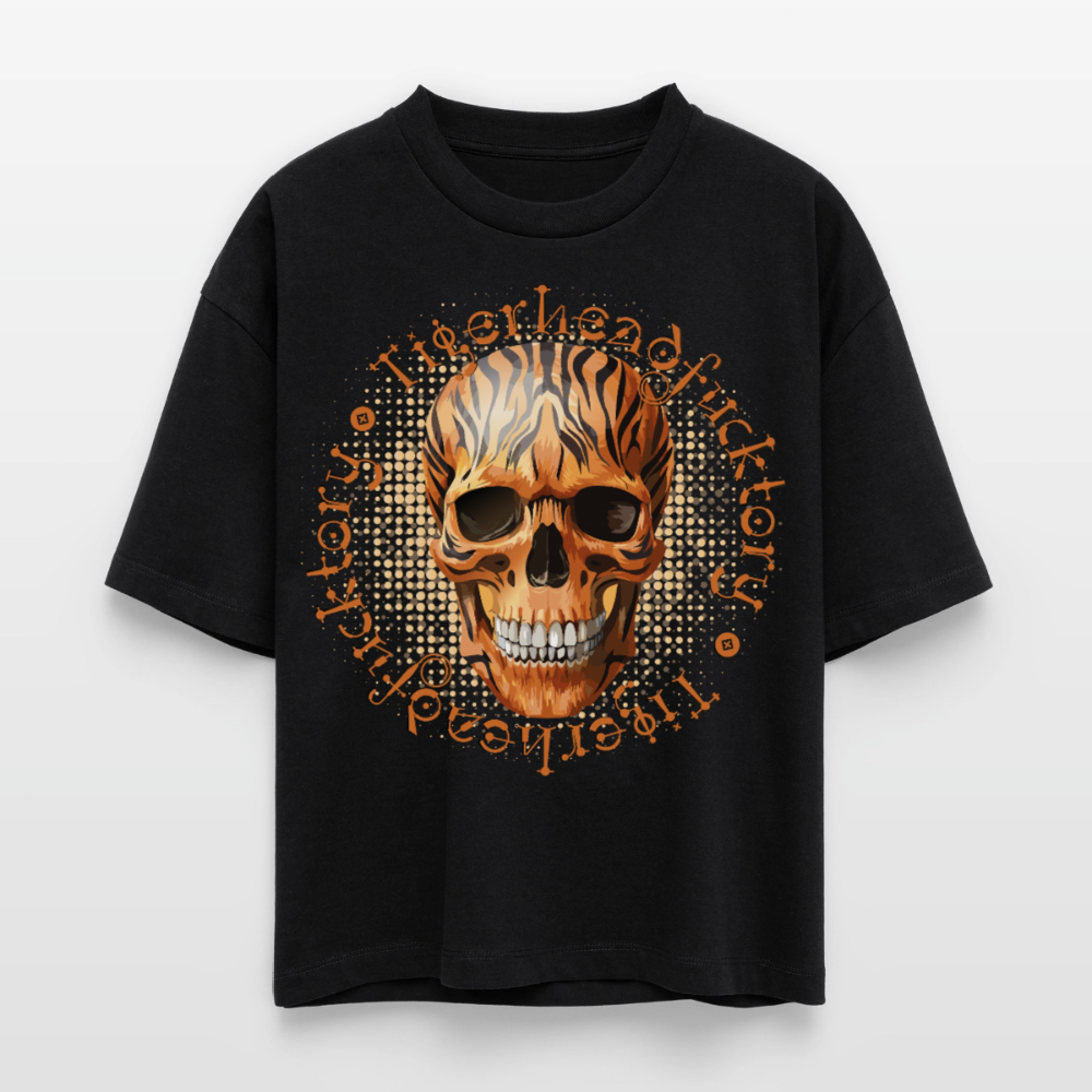 Tiger skull Design – Frauen Boxy Bio-T-Shirt - Schwarz