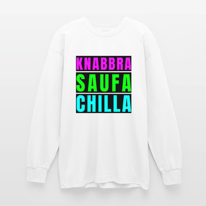 Knabbra Saufa Chilla Design – Oversized Langarmshirt - Weiß