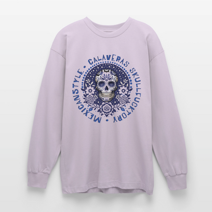 Sugar Skull Blau Design – Oversized Langarmshirt - verblasstes Lila