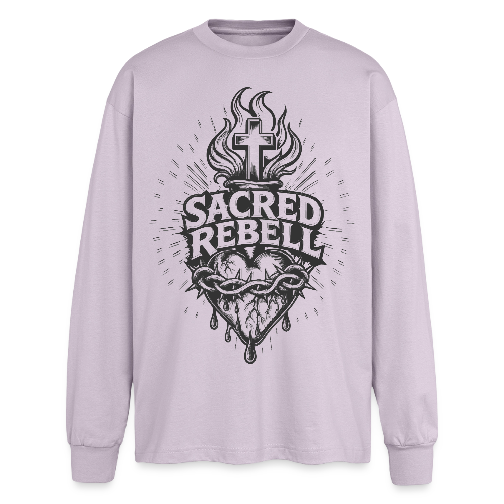 Sacred Rebell Design – Oversized Langarmshirt - verblasstes Lila
