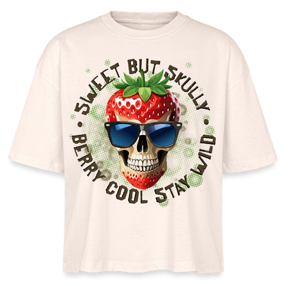Strawberry Skull Design – Frauen Boxy Bio-T-Shirt - Natur