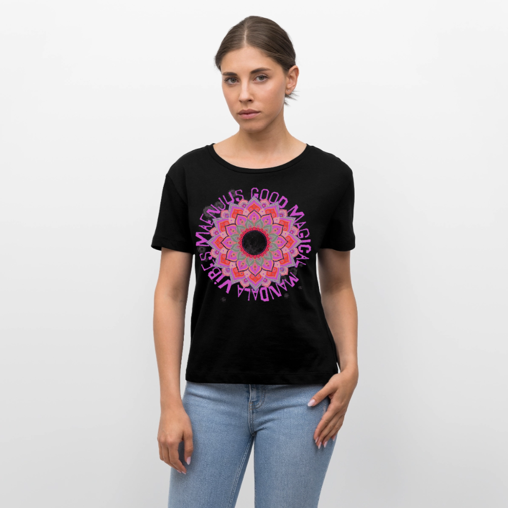 Mandala Pink Design – Rundhals Frauen Bio-T-Shirt - Schwarz