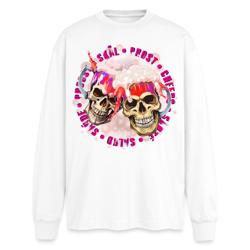 Party Skull Design Pink – Oversized Langarmshirt - Weiß