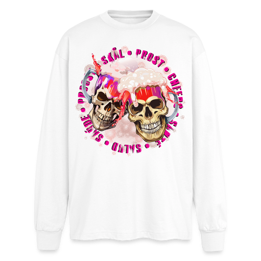 Party Skull Design Pink – Oversized Langarmshirt - Weiß