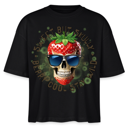 Strawberry Skull Design – Frauen Boxy Bio-T-Shirt - Schwarz