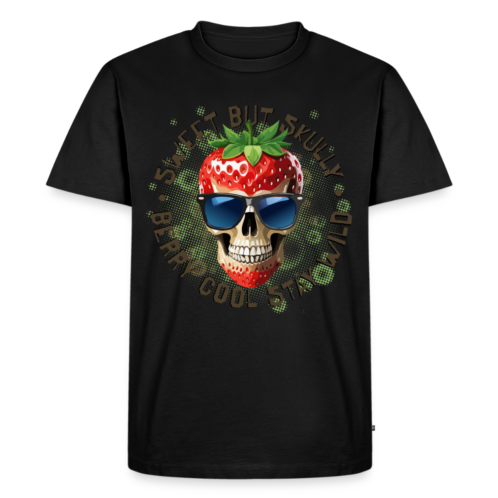 Strawberry Skull Design – Männer Premium T-Shirt - Schwarz