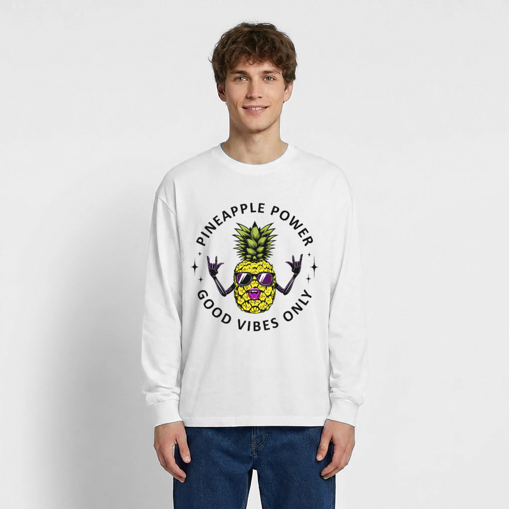 Pineapple Power Design – Oversized Langarmshirt - Weiß