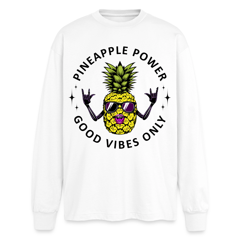 Pineapple Power Design – Oversized Langarmshirt - Weiß