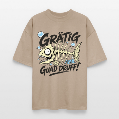 Fischskelett Grätig Design – Oversized Unisex Bio T-Shirt - Steingrau