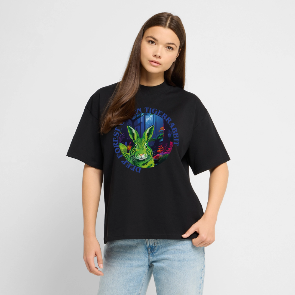 Tiger Rabbit Design – Oversized Unisex Bio T-Shirt - Schwarz