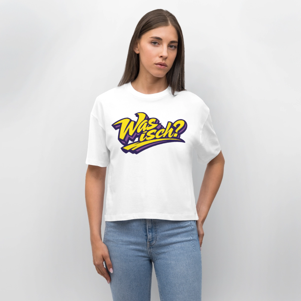 Was isch? Design – Frauen Boxy Bio-T-Shirt - Weiß