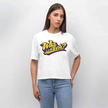 Was isch? Design – Frauen Boxy Bio-T-Shirt - Weiß