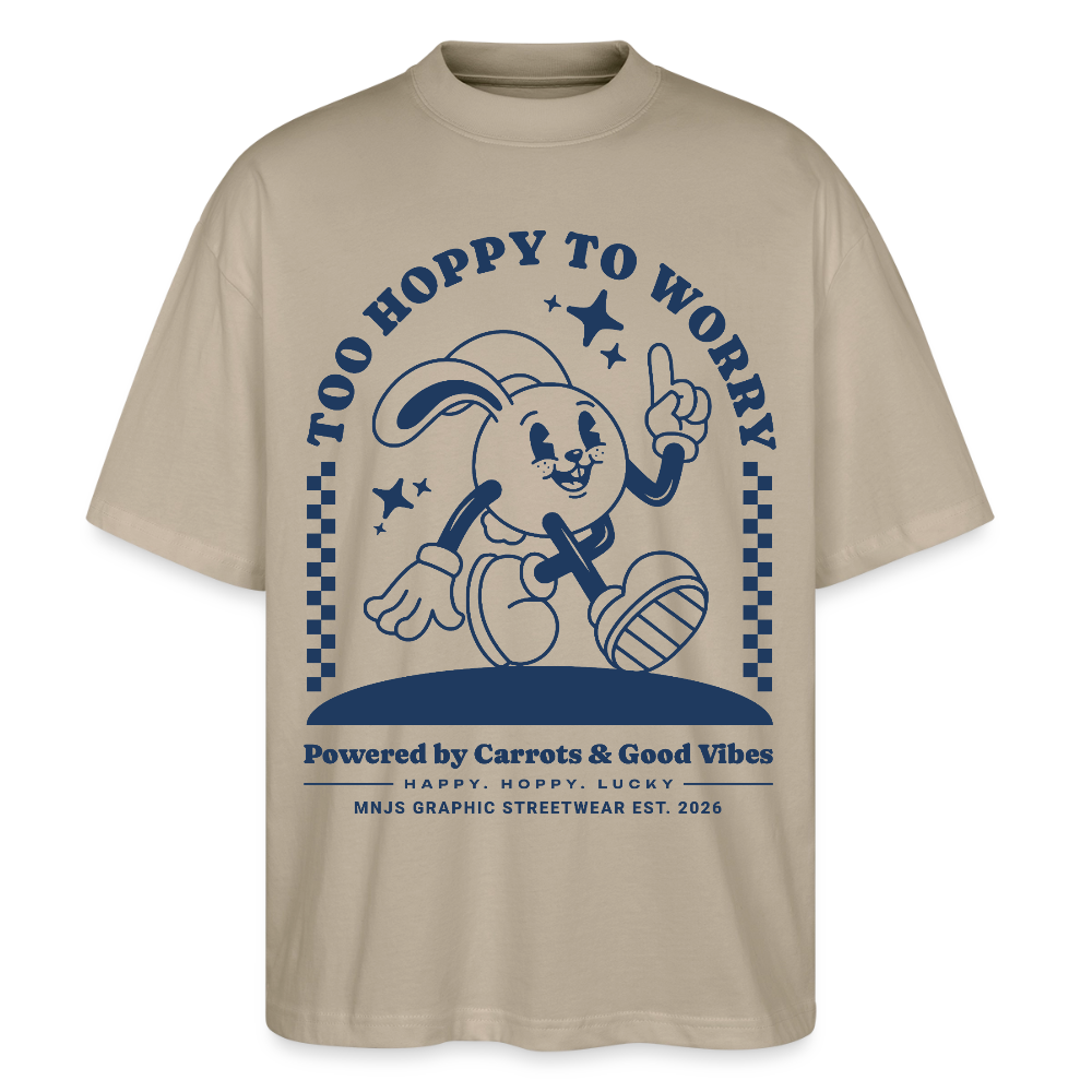Too Hoppy Too Worry Design – Oversized Unisex Bio T-Shirt - Steingrau