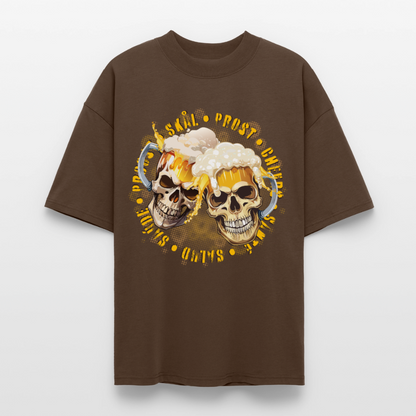 Party Skull Design – Oversized Unisex Bio T-Shirt - Dunkelbraun