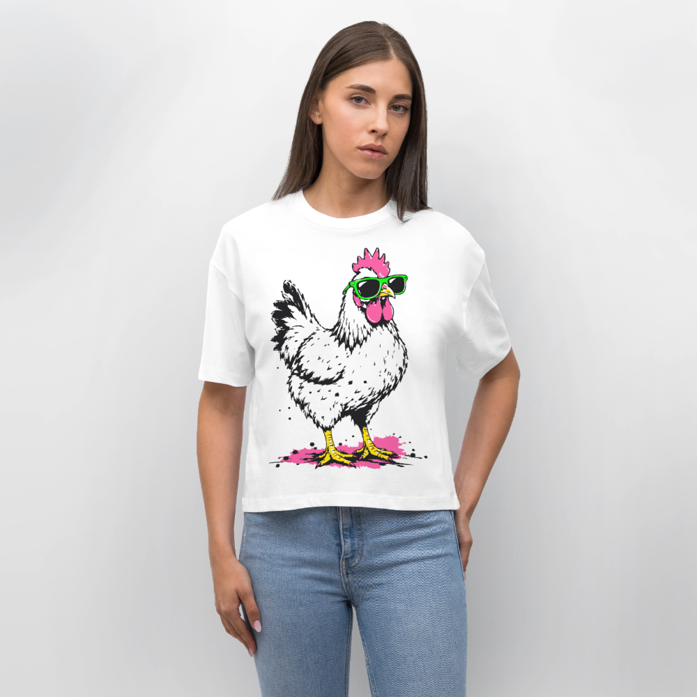 Street Chicken Design – Frauen Boxy Bio-T-Shirt - Weiß