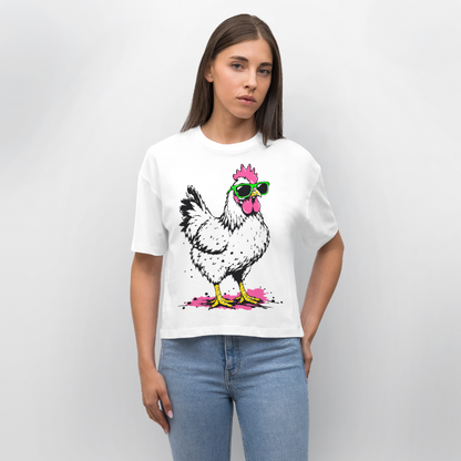 Street Chicken Design – Frauen Boxy Bio-T-Shirt - Weiß
