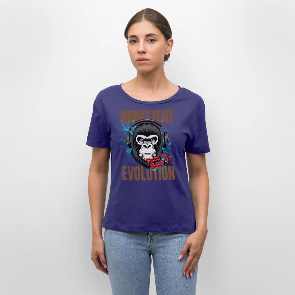 Monkey Beats Design – Rundhals Frauen Bio-T-Shirt - Dämmerung