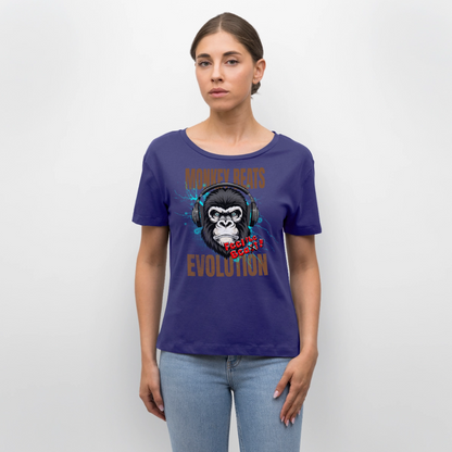 Monkey Beats Design – Rundhals Frauen Bio-T-Shirt - Dämmerung