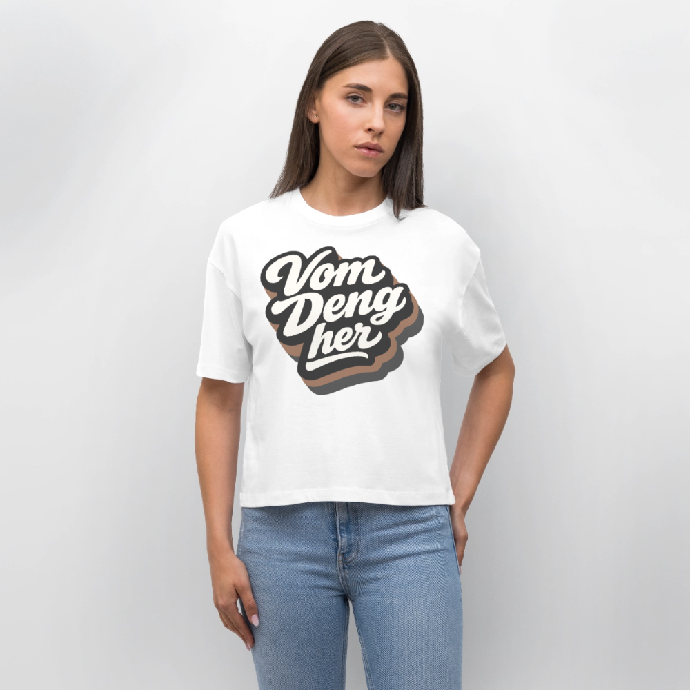 Vom Deng her Design – Frauen Boxy Bio-T-Shirt - Weiß