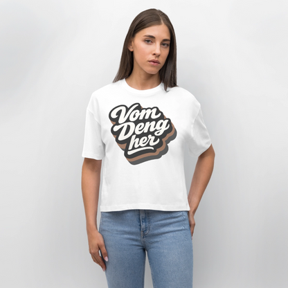 Vom Deng her Design – Frauen Boxy Bio-T-Shirt - Weiß
