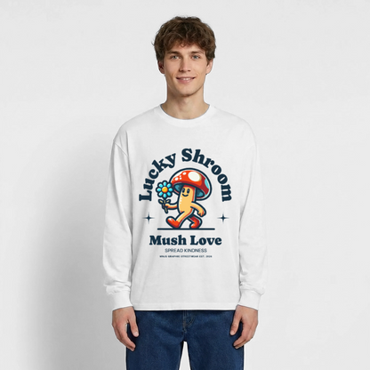 Lucky Shroom Design – Oversized Langarmshirt - Weiß