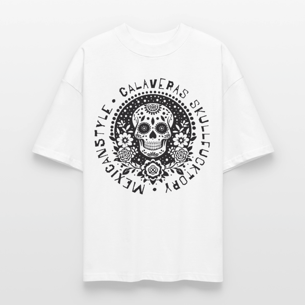 Sugar Skull Black Design - Oversized Unisex Bio T-Shirt - Weiß