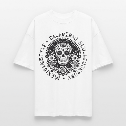 Sugar Skull Black Design - Oversized Unisex Bio T-Shirt - Weiß