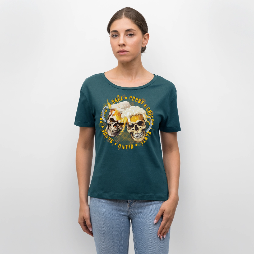 Party Skull Design – Rundhals Frauen Bio-T-Shirt - Dunkles Petrol