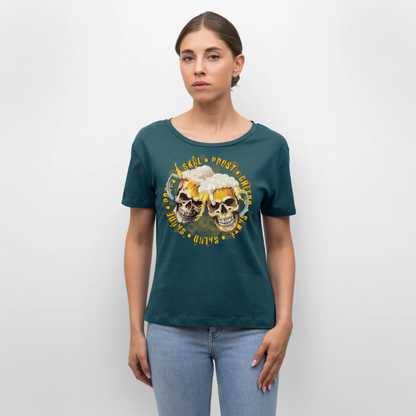 Party Skull Design – Rundhals Frauen Bio-T-Shirt - Dunkles Petrol