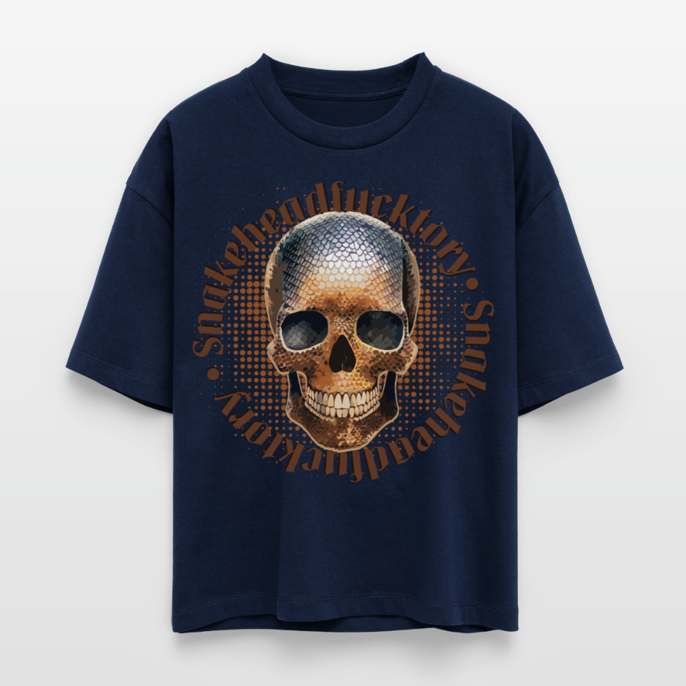 Snake Skull Design – Frauen Boxy Bio-T-Shirt - Navy