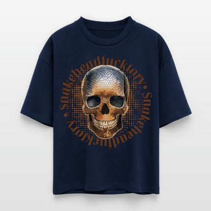 Snake Skull Design – Frauen Boxy Bio-T-Shirt - Navy
