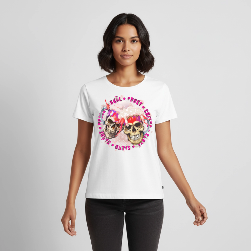 Party Skull Design Pink – Frauen Premium T-Shirt - Weiß