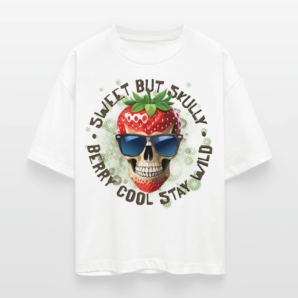 Strawberry Skull Design – Frauen Boxy Bio-T-Shirt - Weiß
