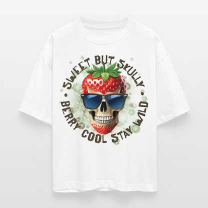 Strawberry Skull Design – Frauen Boxy Bio-T-Shirt - Weiß