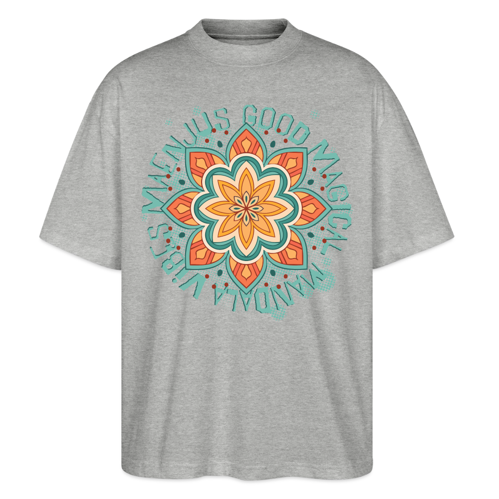 Mandala Türkis Design – Oversized Unisex Bio T-Shirt - Grau meliert