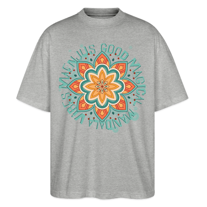 Mandala Türkis Design – Oversized Unisex Bio T-Shirt - Grau meliert