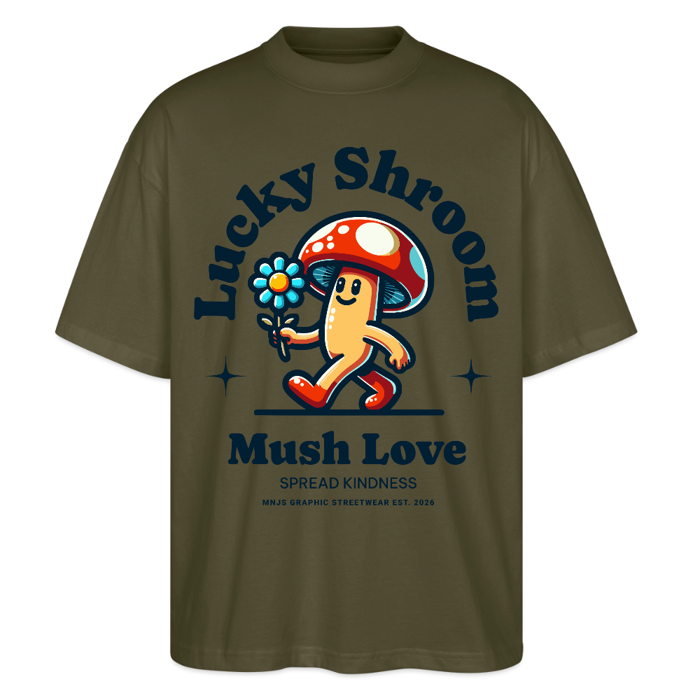 Lucky Shroom Design – Oversized Unisex Bio T-Shirt - Khaki