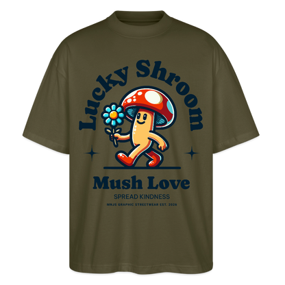Lucky Shroom Design – Oversized Unisex Bio T-Shirt - Khaki