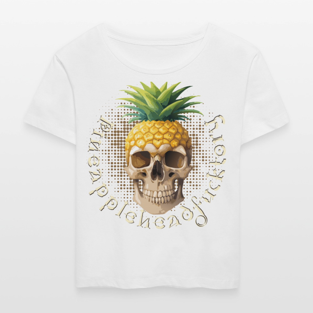 Pineapple Skull Design - Rundhals Frauen Bio-T-Shirt - Weiß