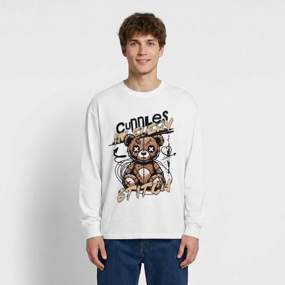 Bear Design – Oversized Langarmshirt - Weiß