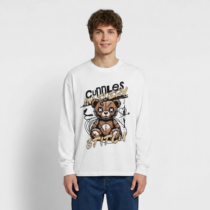 Bear Design – Oversized Langarmshirt - Weiß