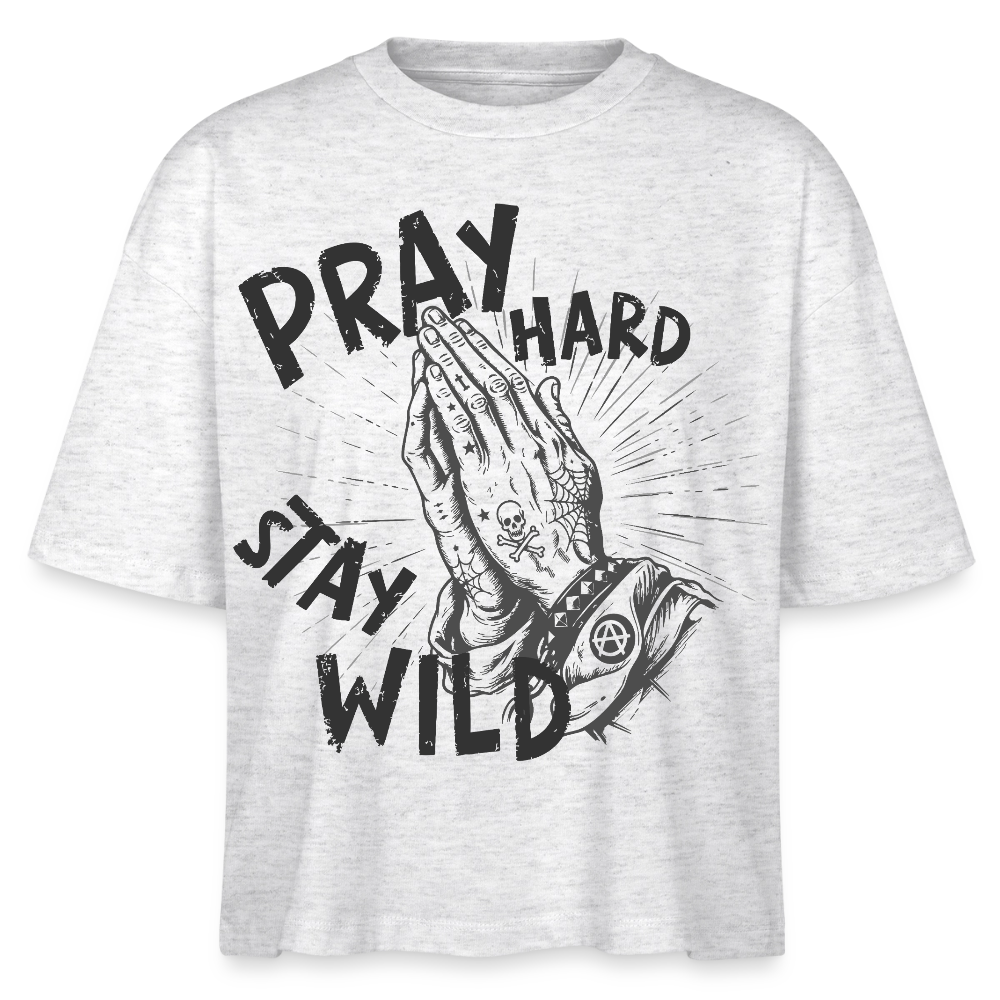 Play Hard Design – Frauen Boxy Bio-T-Shirt - Weiß meliert