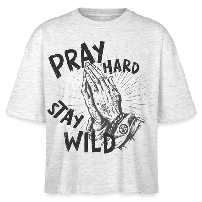Play Hard Design – Frauen Boxy Bio-T-Shirt - Weiß meliert