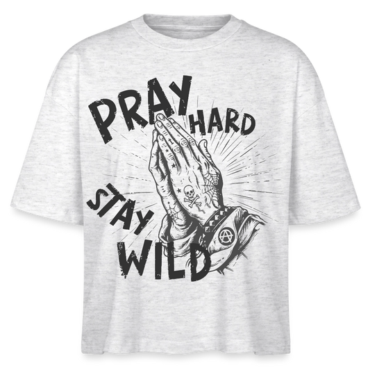 Play Hard Design – Frauen Boxy Bio-T-Shirt - Weiß meliert