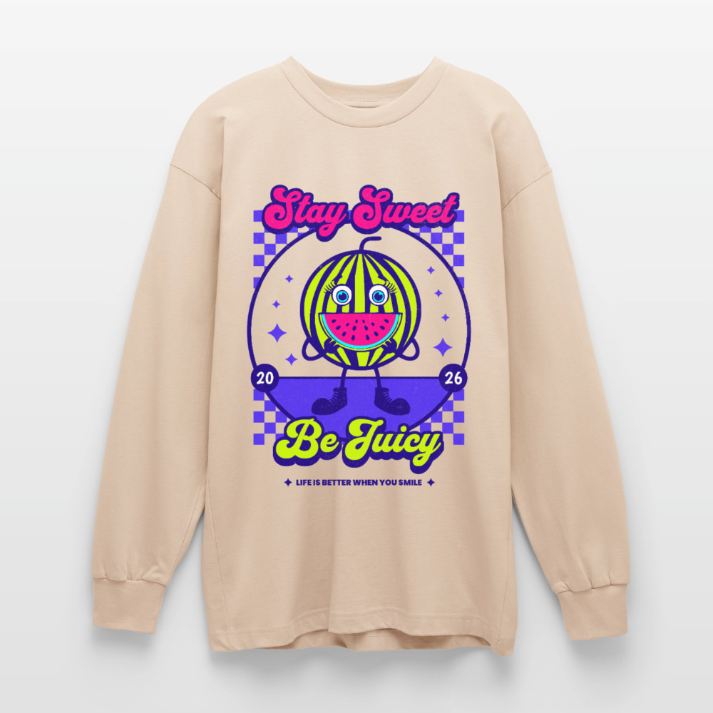 Stay Sweet Design – Oversized Langarmshirt - Sand