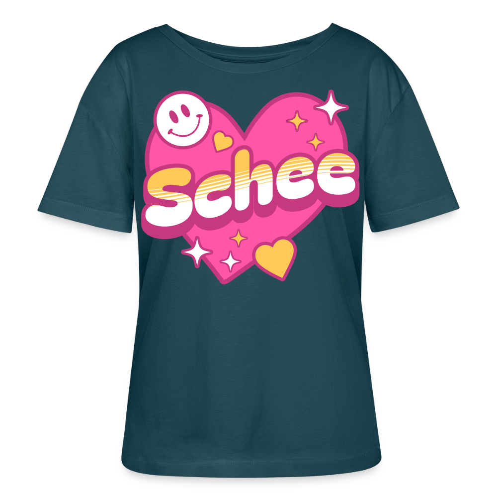 Schnee Design – Rundhals Frauen Bio-T-Shirt - Dunkles Petrol