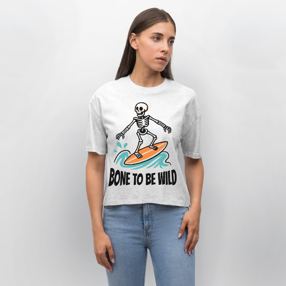 Bone to be Wild Design – Frauen Boxy Bio-T-Shirt - Weiß meliert