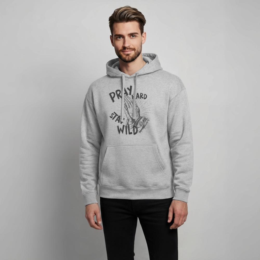 Pray Hard Design – Oversized Unisex Hoodie - Grau meliert