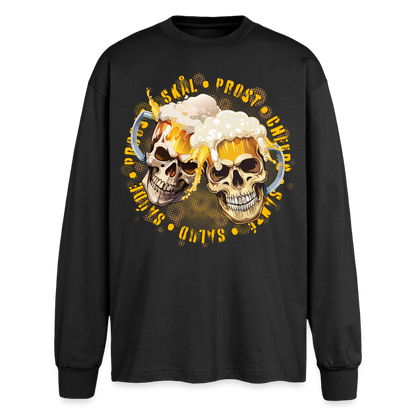 Party Skull Design – Oversized Langarmshirt - Schwarz