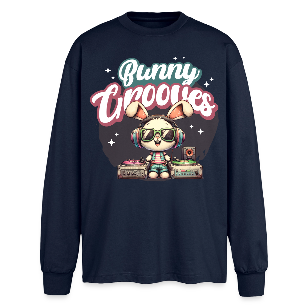 Bunny Grooves Design – Oversized Langarmshirt - Navy